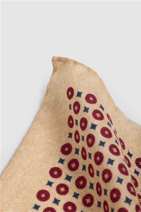 Luciano Versi by Bottinelli Alba Raspberry Circle Print Pocket Square