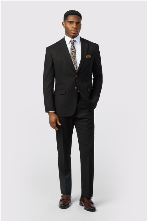 Antique Rogue Slim Fit Black Texture Stretch Jacket