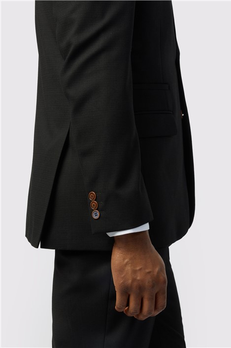 Antique Rogue Slim Fit Black Texture Stretch Jacket