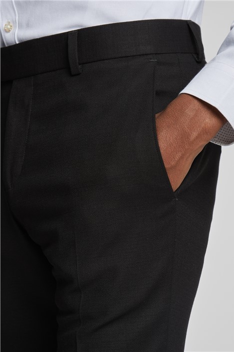 Antique Rogue Slim Fit Black Texture Stretch Trousers