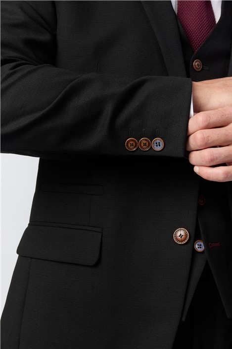 Antique Rogue Regular Fit Black Texture Stretch Jacket