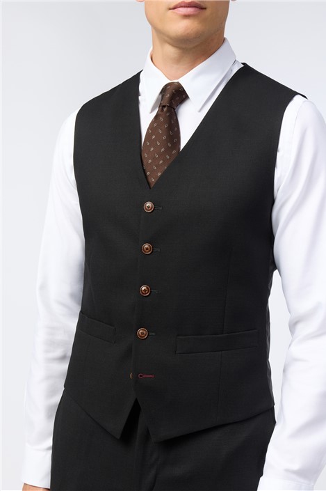 Antique Rogue Black Texture Stretch Waistcoat
