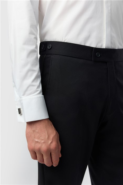 Antique Rogue Slim Fit Black Dresswear Trousers with Satin Piping