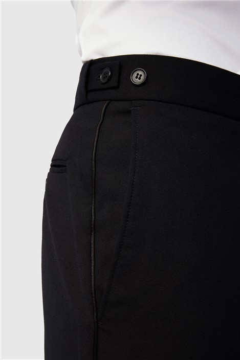 Antique Rogue Slim Fit Black Dresswear Trousers with Satin Piping
