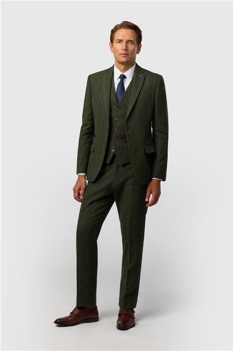 Antique Rogue Tailored Fit Hooper Green and Blue Check Jacket