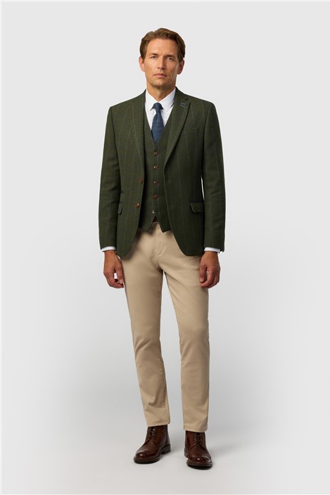 Antique Rogue Tailored Fit Hooper Green and Blue Check Jacket