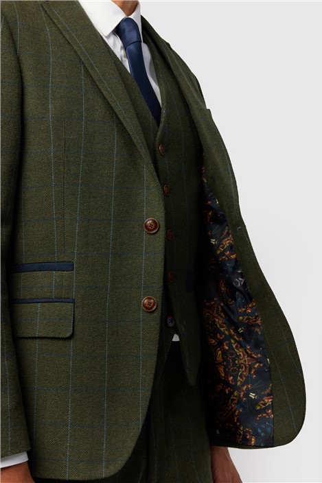 Antique Rogue Tailored Fit Hooper Green and Blue Check Jacket