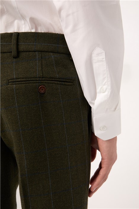 Antique Rogue Slim Fit Hooper Green And Blue Check Tweed Trouser