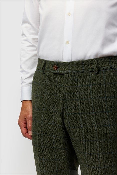 Antique Rogue Tailored Fit Hooper Green and Blue Check Trousers