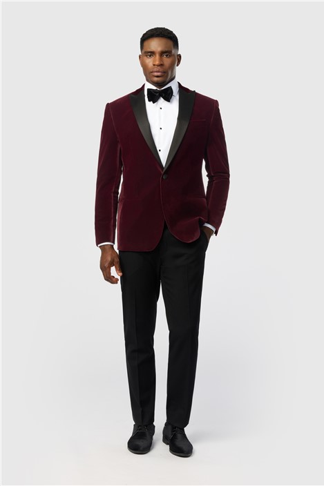 Antique Rogue Slim Fit Franklin Merlot Velvet Jacket