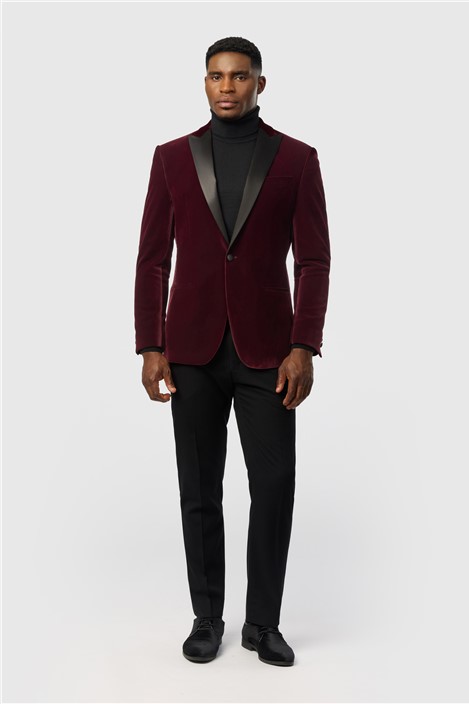 Antique Rogue Slim Fit Franklin Merlot Velvet Jacket