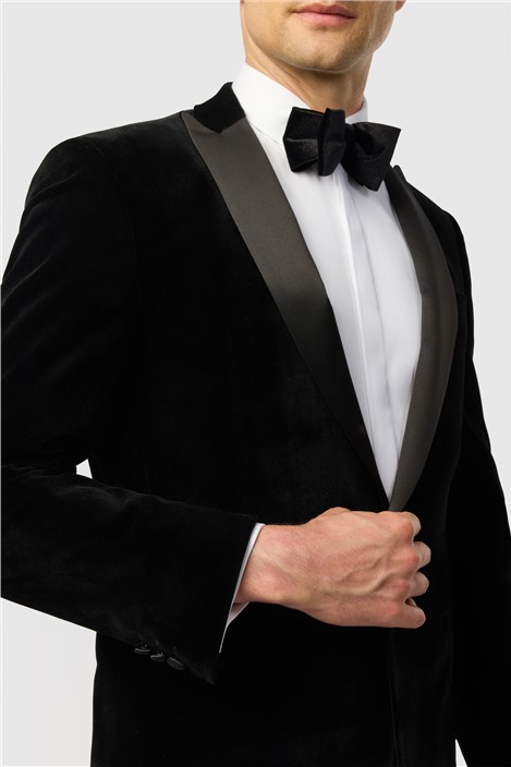 Antique Rogue Slim Fit Black Velvet Jacket