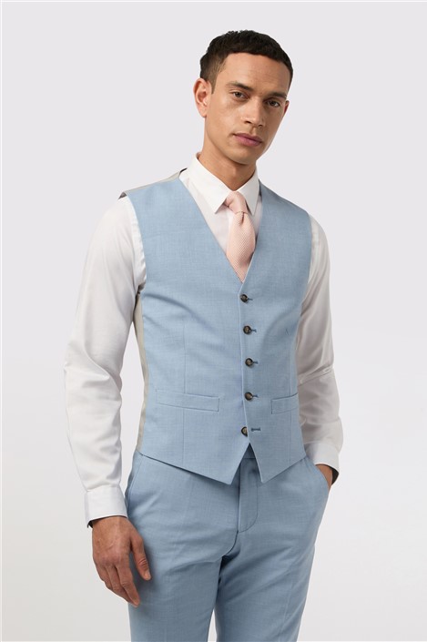 Antique Rogue Slim Fit Montrose Cloud Blue Waistcoat