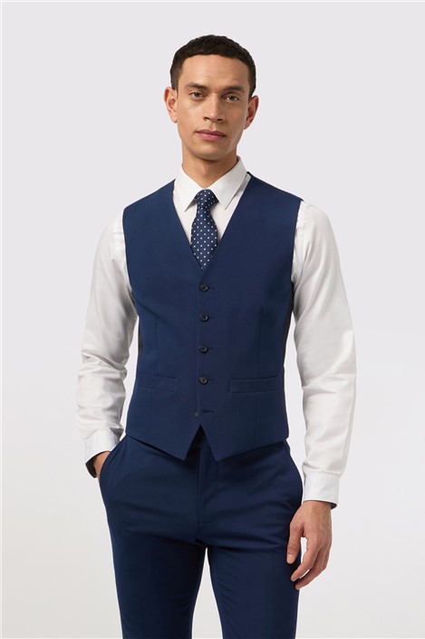Antique Rogue Slim Fit Montrose Bright Blue Waistcoat