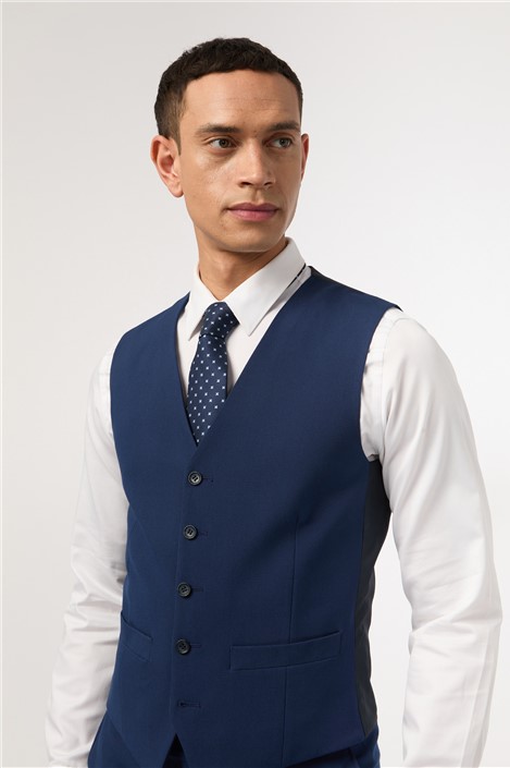 Antique Rogue Slim Fit Montrose Bright Blue Waistcoat