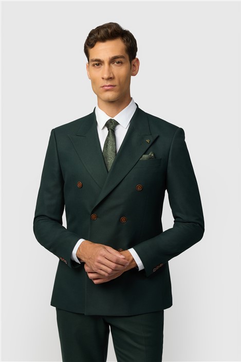 Antique Rogue Slim Fit Blake Deep Green Double Breasted Jacket
