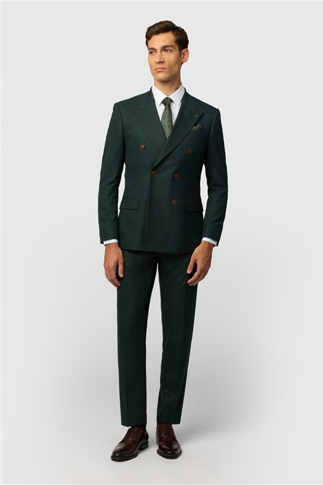 Antique Rogue Slim Fit Blake Deep Green Double Breasted Jacket
