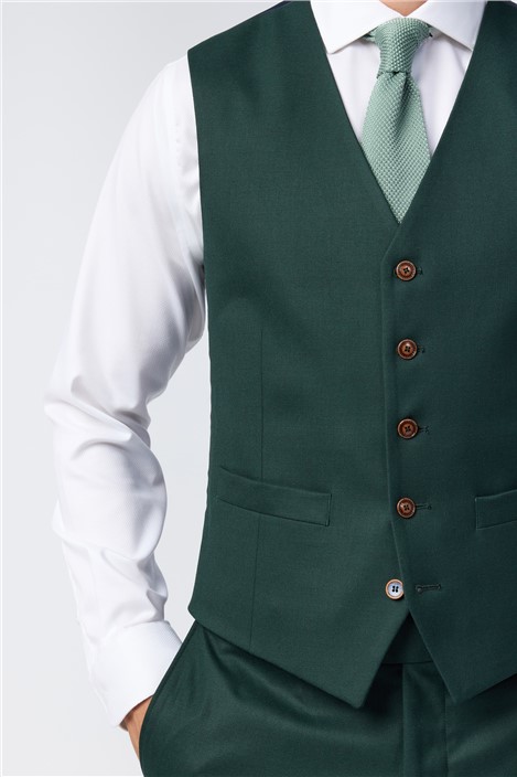 Antique Rogue Slim Fit Green Texture Waistcoat