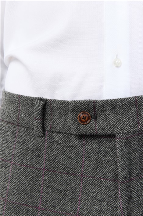 Antique Rogue Tailored Fit Jace Grey Berry Tweed Trouser