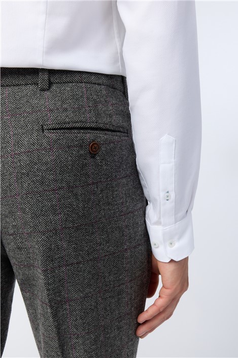 Antique Rogue Tailored Fit Jace Grey Berry Tweed Trouser