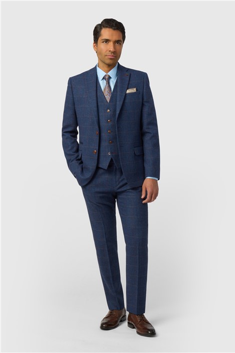 Antique Rogue Tailored Fit Ezra Blue Check Jacket