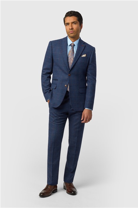 Antique Rogue Tailored Fit Ezra Blue Check Jacket
