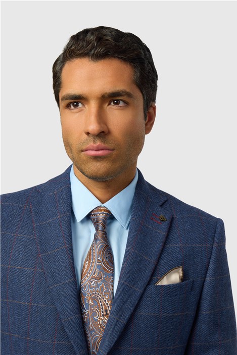 Antique Rogue Tailored Fit Ezra Blue Check Jacket