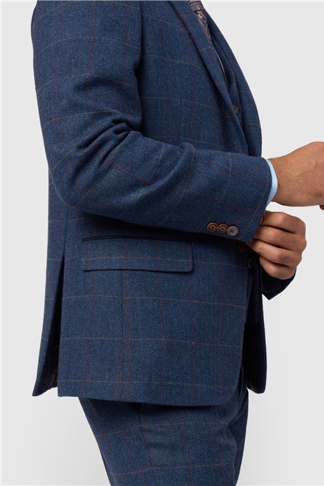 Antique Rogue Tailored Fit Ezra Blue Check Jacket