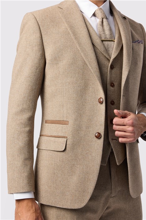 Antique Rogue Slim Fit Baxter Camel Herringbone Tweed Jacket