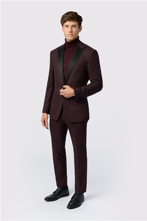 Antique Rogue Slim Fit Burgundy Texture Jacket