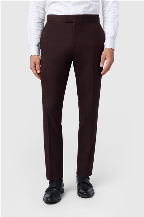 Antique Rogue Slim Fit Burgundy Texture Trousers