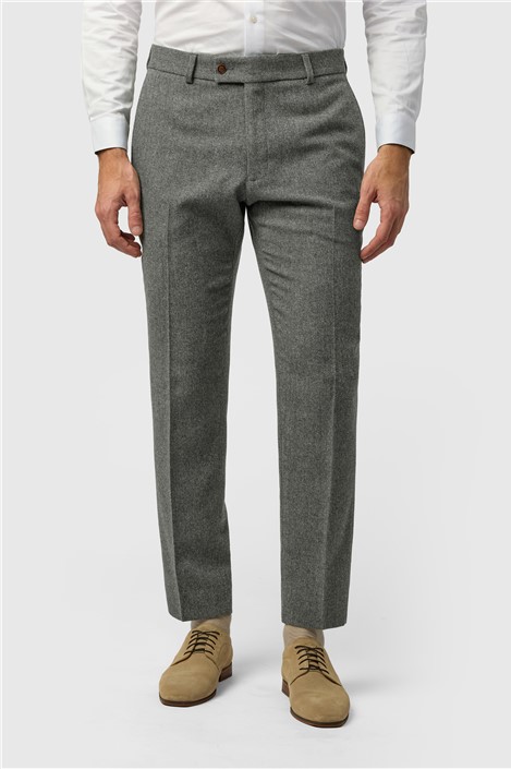 Antique Rogue Slim Fit Grey Herringbone Tweed Trousers