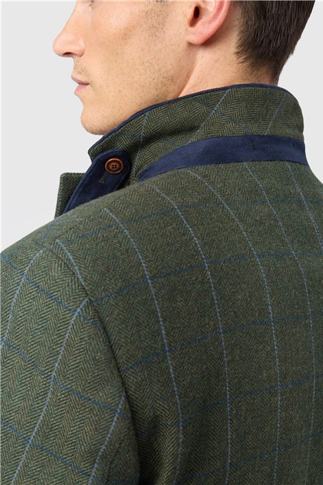 Antique Rogue Green Tweed Check Overcoat
