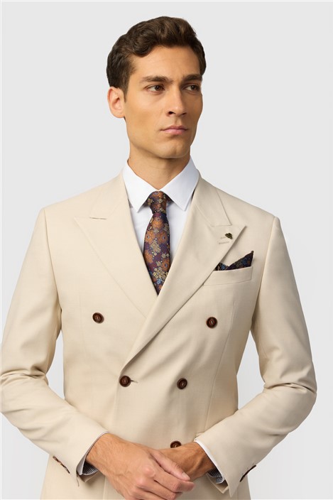 Antique Rogue Slim Fit Blake Ecru Texture Double Breasted Jacket
