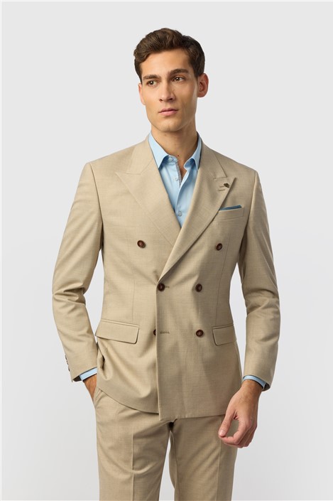 Antique Rogue Slim Fit Blake Sand Double Breasted Jacket