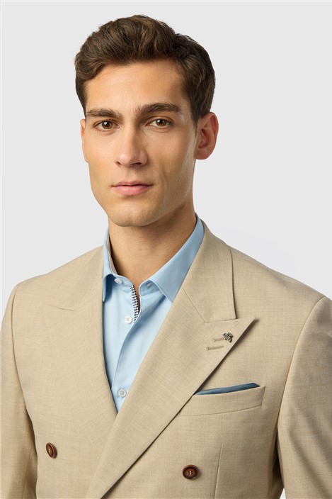 Antique Rogue Slim Fit Blake Sand Double Breasted Jacket