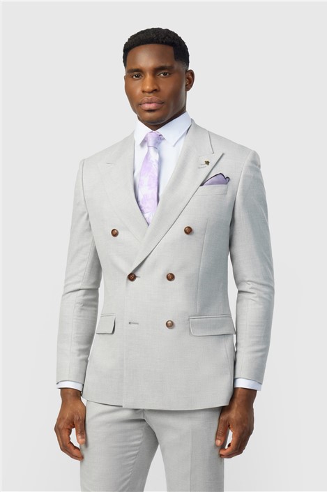 Antique Rogue Slim Fit Blake Grey Double Breasted Jacket
