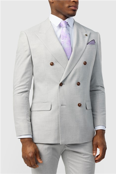 Antique Rogue Slim Fit Blake Grey Double Breasted Jacket
