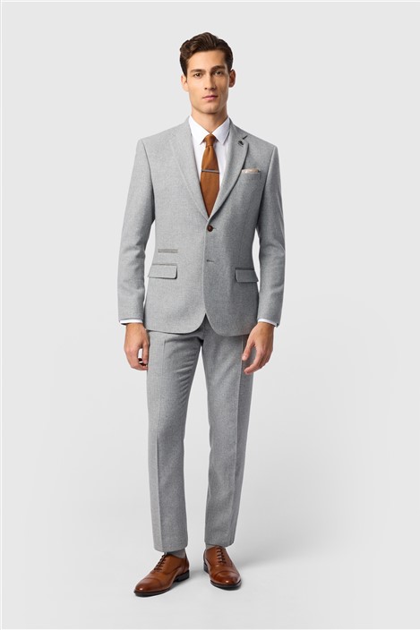Antique Rogue Slim Fit Baxter Pale Grey Herringbone Jacket