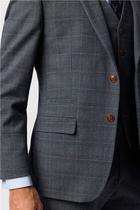 Antique Rogue Tailored Fit Maddoc Charcoal Tan Check Jacket
