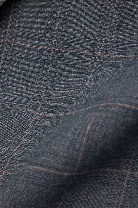 Antique Rogue Tailored Fit Maddoc Charcoal Tan Check Jacket
