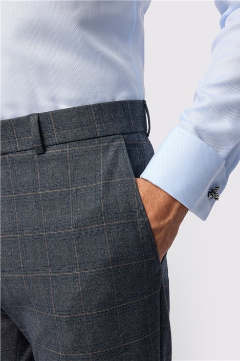 Antique Rogue Tailored Fit Maddoc Charcoal Tan Check Trouser
