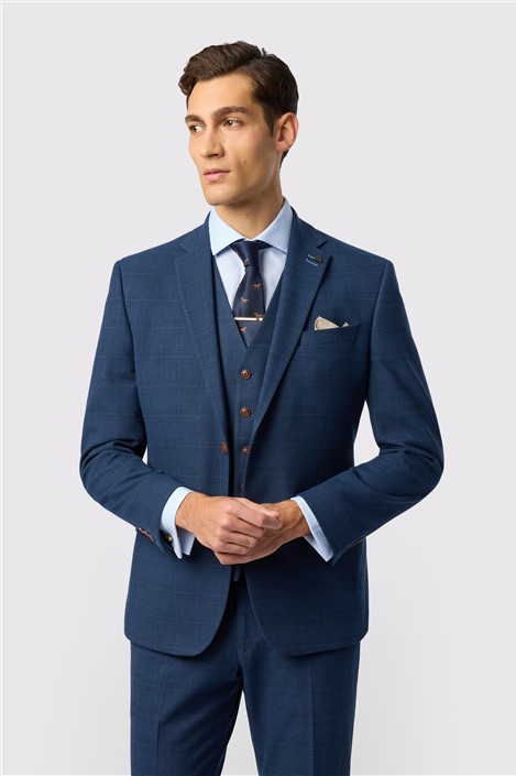 Antique Rogue Tailored Fit Maddoc Blue Check Jacket

