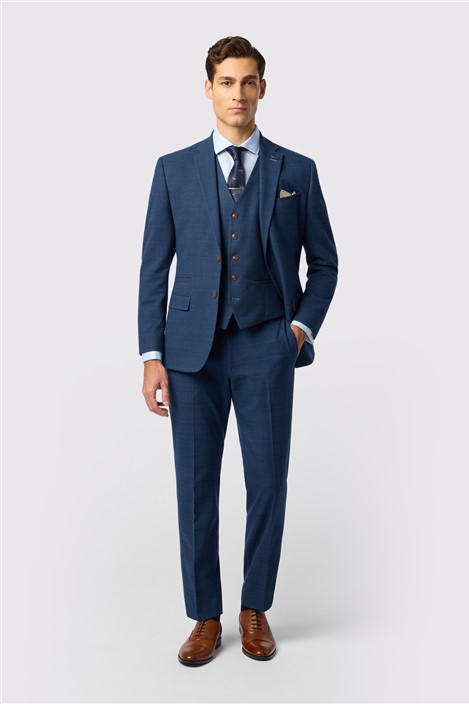 Antique Rogue Tailored Fit Maddoc Blue Check Jacket

