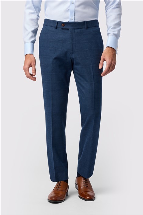 Antique Rogue Tailored Fit Maddoc Blue Check Trouser
