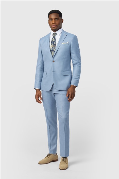 Antique Rogue Slim Fit Blake Pale Blue Texture Jacket
