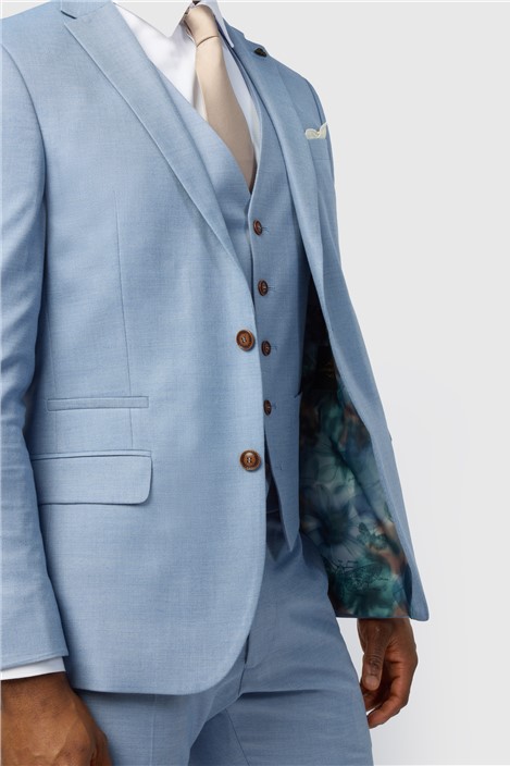 Antique Rogue Slim Fit Blake Pale Blue Texture Jacket
