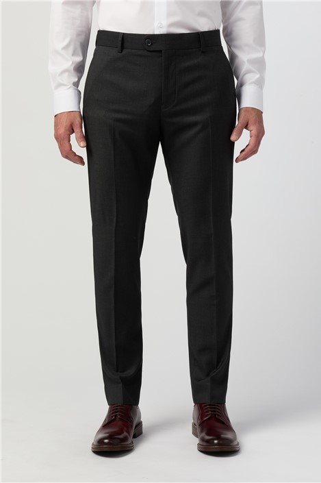 スーツ SUPER120S U-BLACK TROUSERS-SLIM STRAIGHT Black Slim Leg Straight Tuxedo Pants in Pure S110's Wool