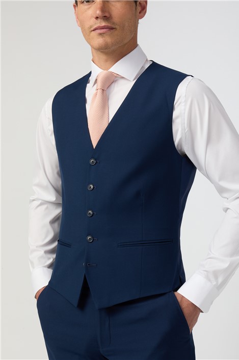 Antique Rogue Slim Fit Curtis Sapphire Waistcoat