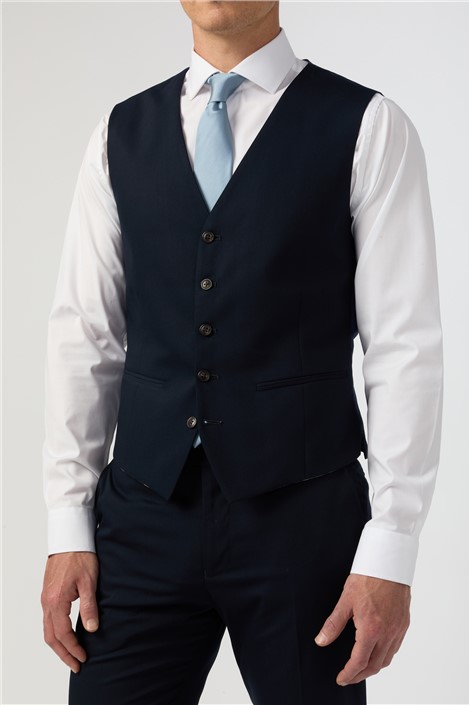 Antique Rogue Slim Fit Curtis Navy Twill Waistcoat